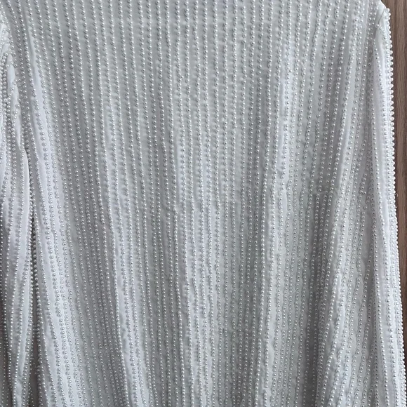 Boston Proper White Beaded Button-Front Blouse - Picture 4 of 4
